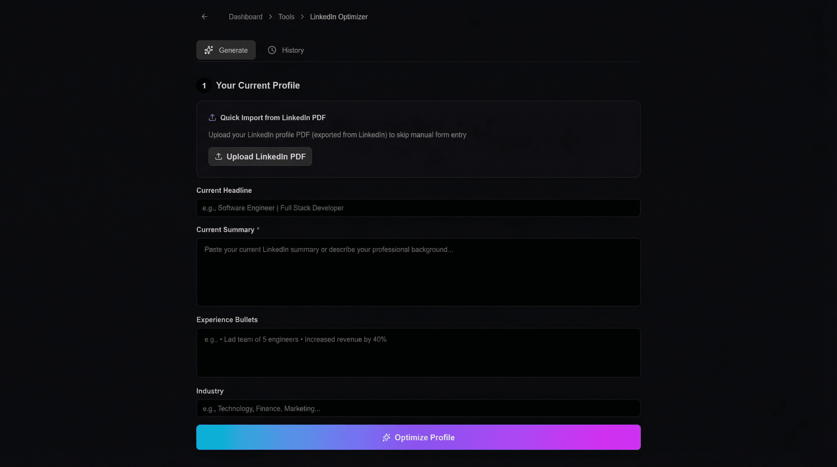Screenshot of Sibl LinkedIn optimizer showing a before-and-after comparison of a software engineer profile, with the AI-optimized version featuring a keyword-rich headline, compelling summary paragraph, and enhanced experience bullet points highlighted in green